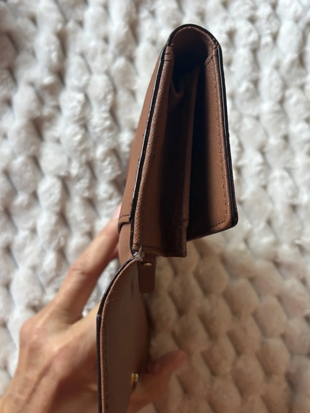 Kate Spade Brown Saffiano Leather Trifold Wallet Organizer